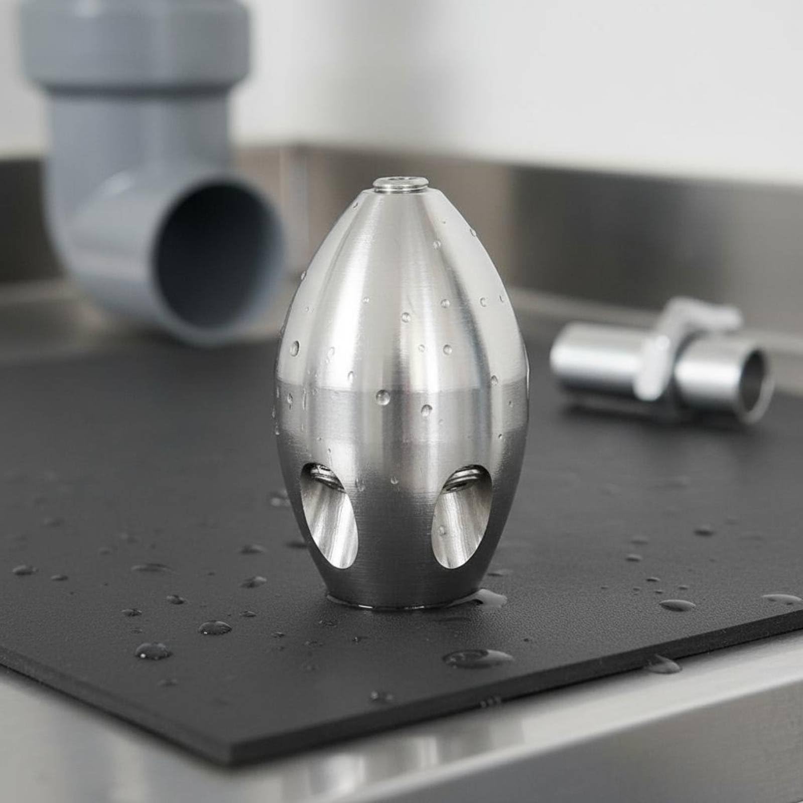de Alta Presión para Mantenimiento de Drenajes Accesorio de Limpieza de Tuberías Cabezal Resistente con Rosca 3/8 Fabricado en Acero Inoxidable y, 3/8 Pulgada Rosca Interna, 50 L/Min