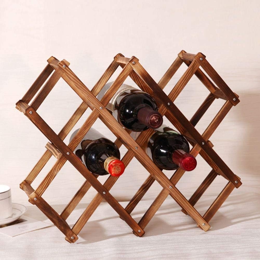 Wooden Red Wine Rack 10 Bottle Holder Mount Bar Display Shelf Folding Wood Wine Rack