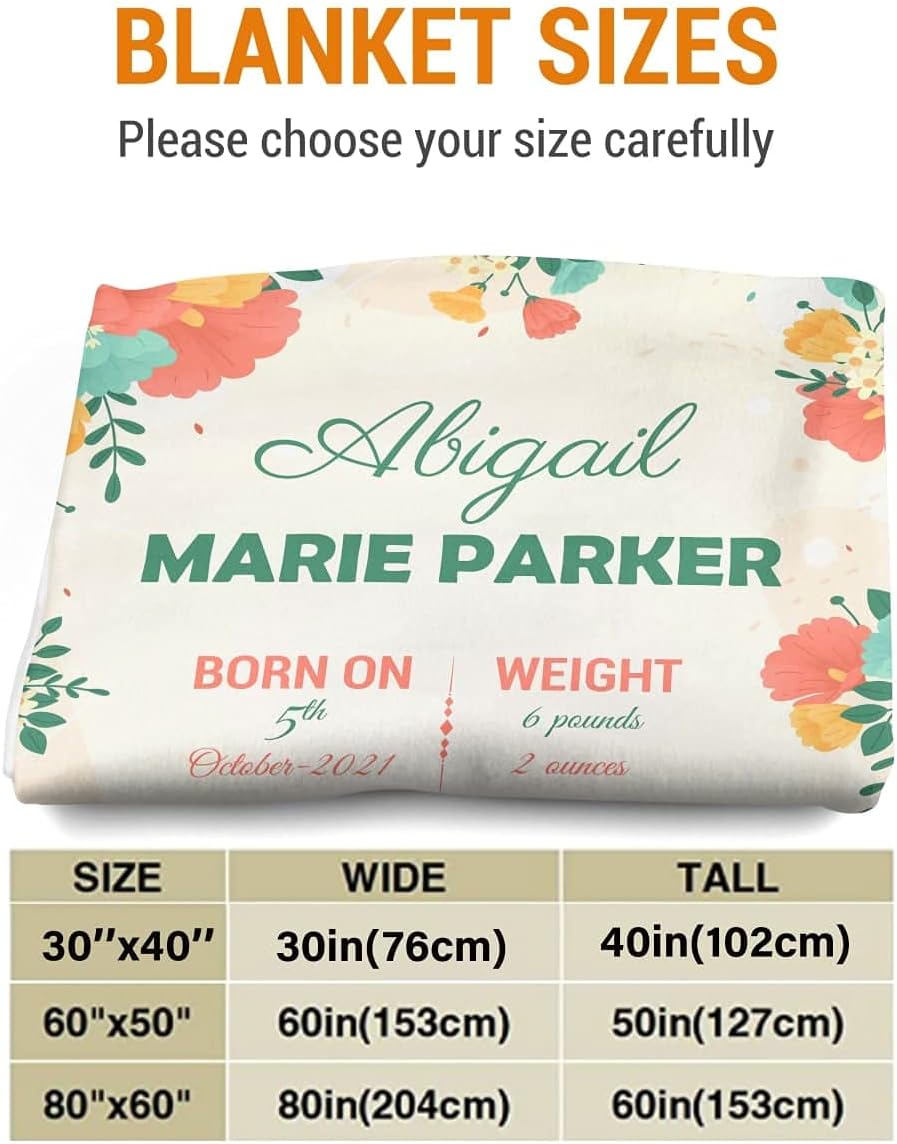 Customized Baby Blanket for Kids. Customized Butterfly Floral Garden Baby Stats Blanket. Best Gift for Baby Shower, Birthday & Christmas .[Custom] (Baby Blanket 14, 60" X 80")