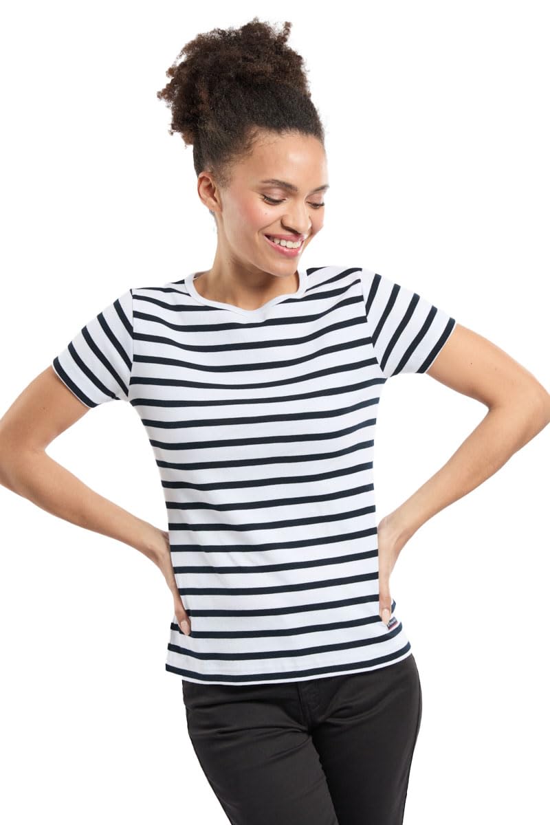 Armor Lux Women's Morgat T-Shirt Not Applicable, Multicolour (Blanc/Rich Navy Bi9), XXX-Large (Manufacturer Size: 6)