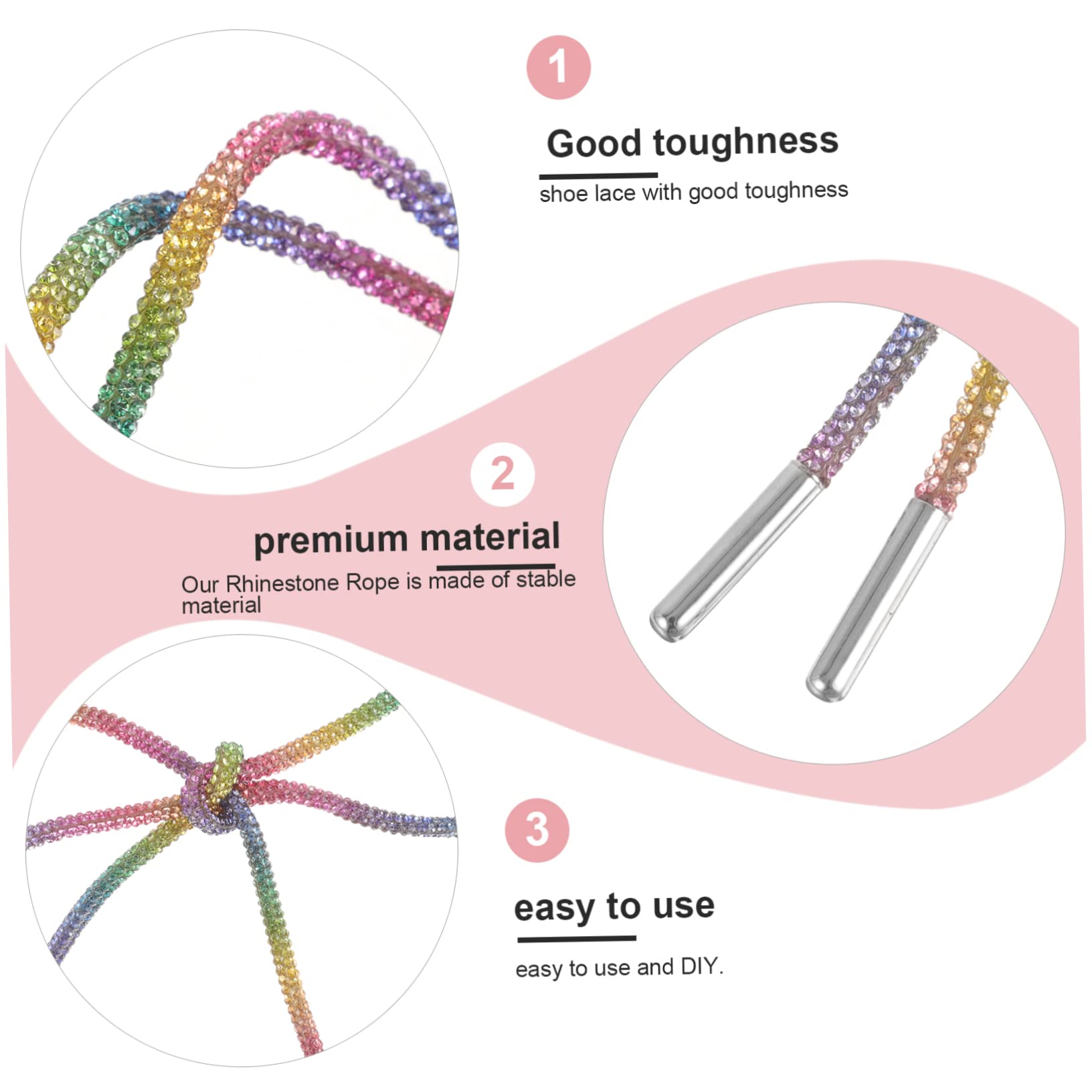 LIFKOME Kristall Schnürsenkel Glänzende Schnürsenkel Kugel Strass-bling- Turnschuhe Schuhdekoration Weiß Strass Plus Baumwollseil Plus Kleber