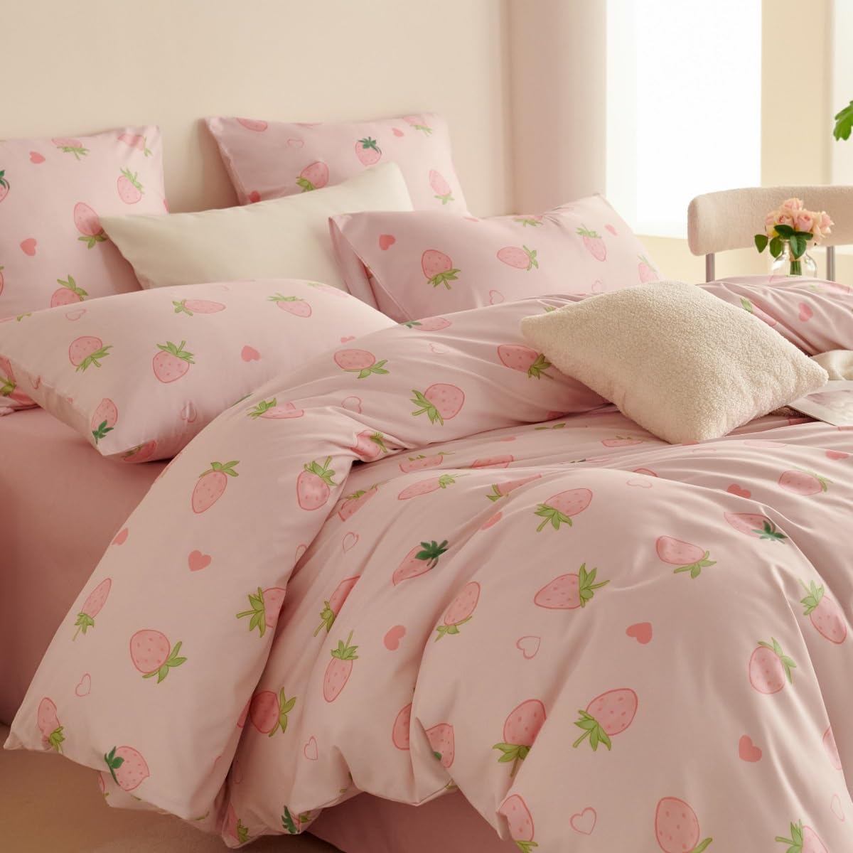 Roze Microvezel Kind dekbedovertrekken Anti allergie 2-persoons