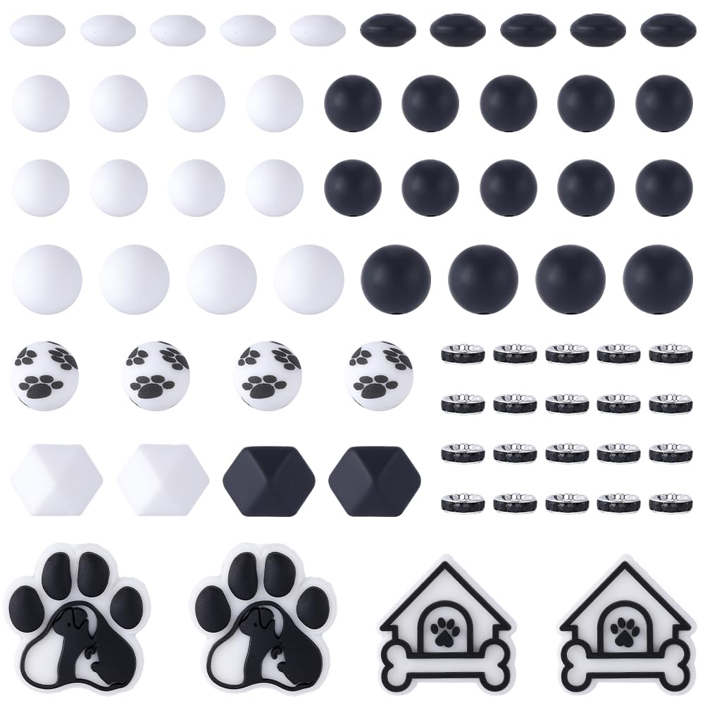 Perles focales en silicone souples et rondes SUNNYCLUE avec motif griffe de chat pour DIY