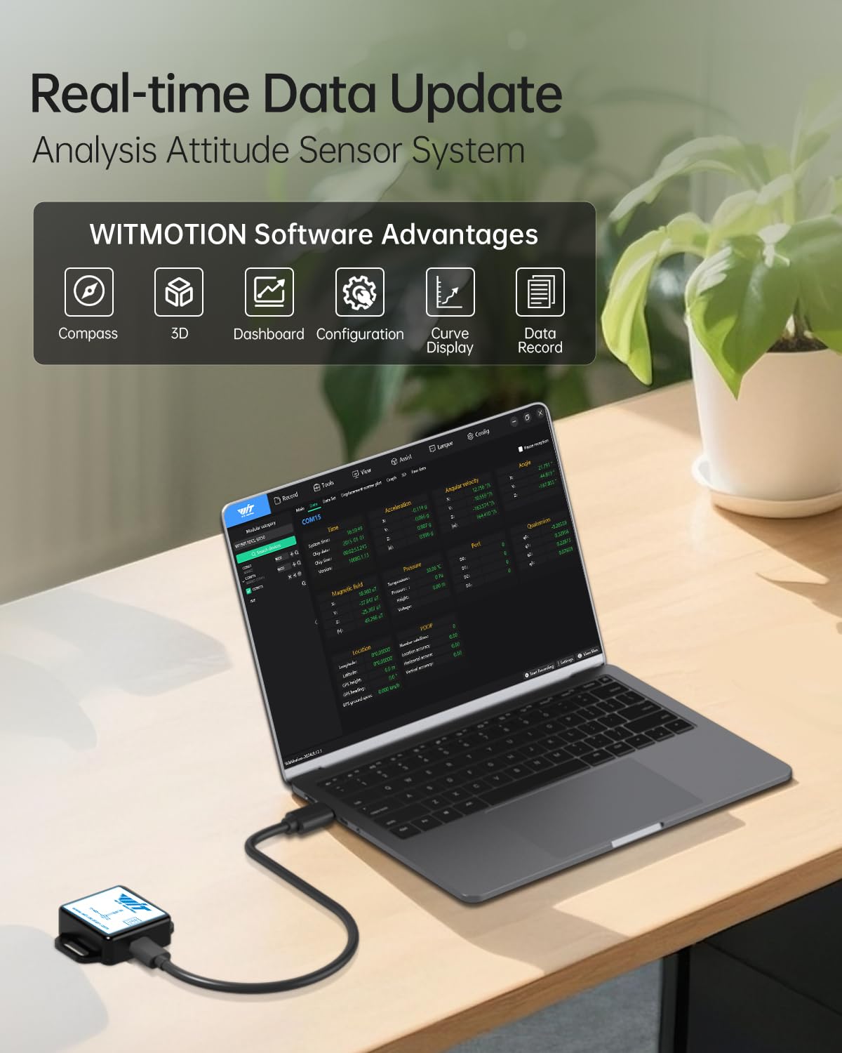 [Registrador de acelerómetro Bluetooth 5.0] WT901SDCL-BT50 Sensor de aceleración inalámbrico de 9 ejes con tarjeta SD, acelerómetro de 3 ejes, giroscopio, magnetómetro e inclinómetro, módulo IMU