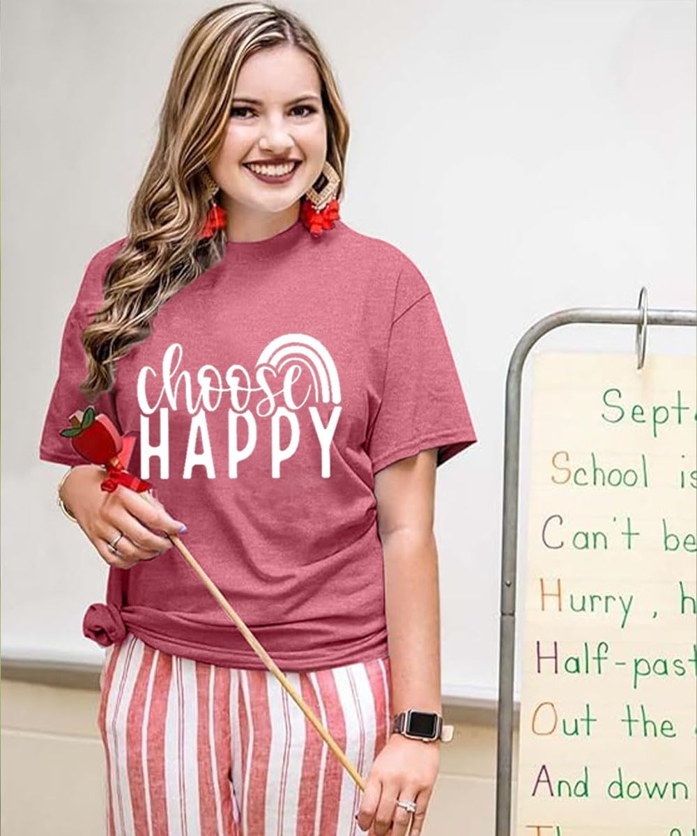 Women Choose Happy T Shirt Funny Cute Graphic Tee Blessed Tshirt Inspirational Short Sleeve Summer Casual Tops - Image 6