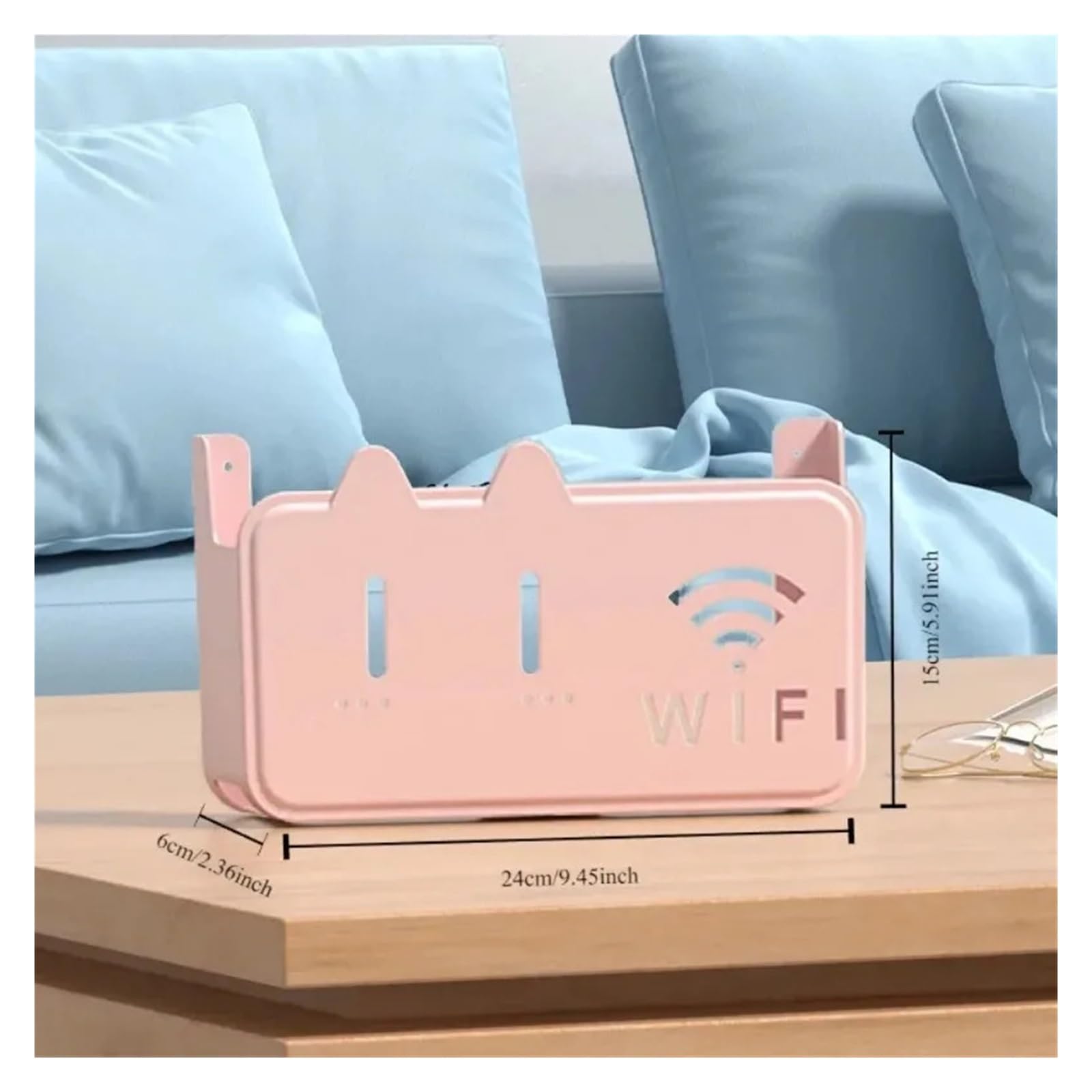 Router Schrank 1PC Wireless Router Aufbewahrungsbox Wandmontierter Punch-Free Kabel Organizer Wand WiFi Halterung Aufbewahrungsbox WiFi Router Aufbewahrungsbox(White)