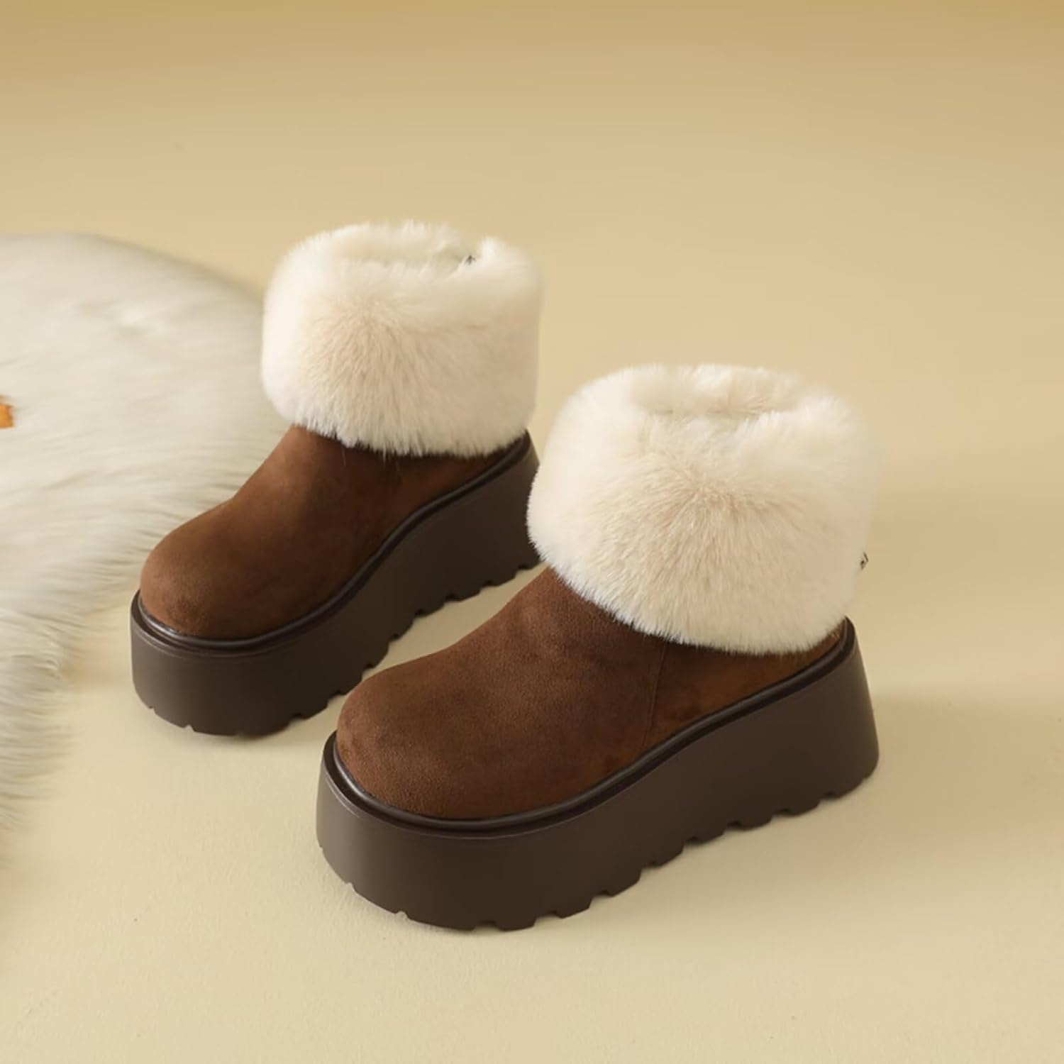 Plush Lined Winter Boots with Suede Upper and Lightweight EVA Sole for Women