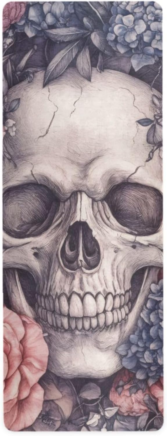 Yoga Mat Sugar Skull Non Slip Fitness Exercise Mat Extra Thick Yoga Mats for home workout, Pilates, Yoga and Floor Workouts 71 x 26 Inches