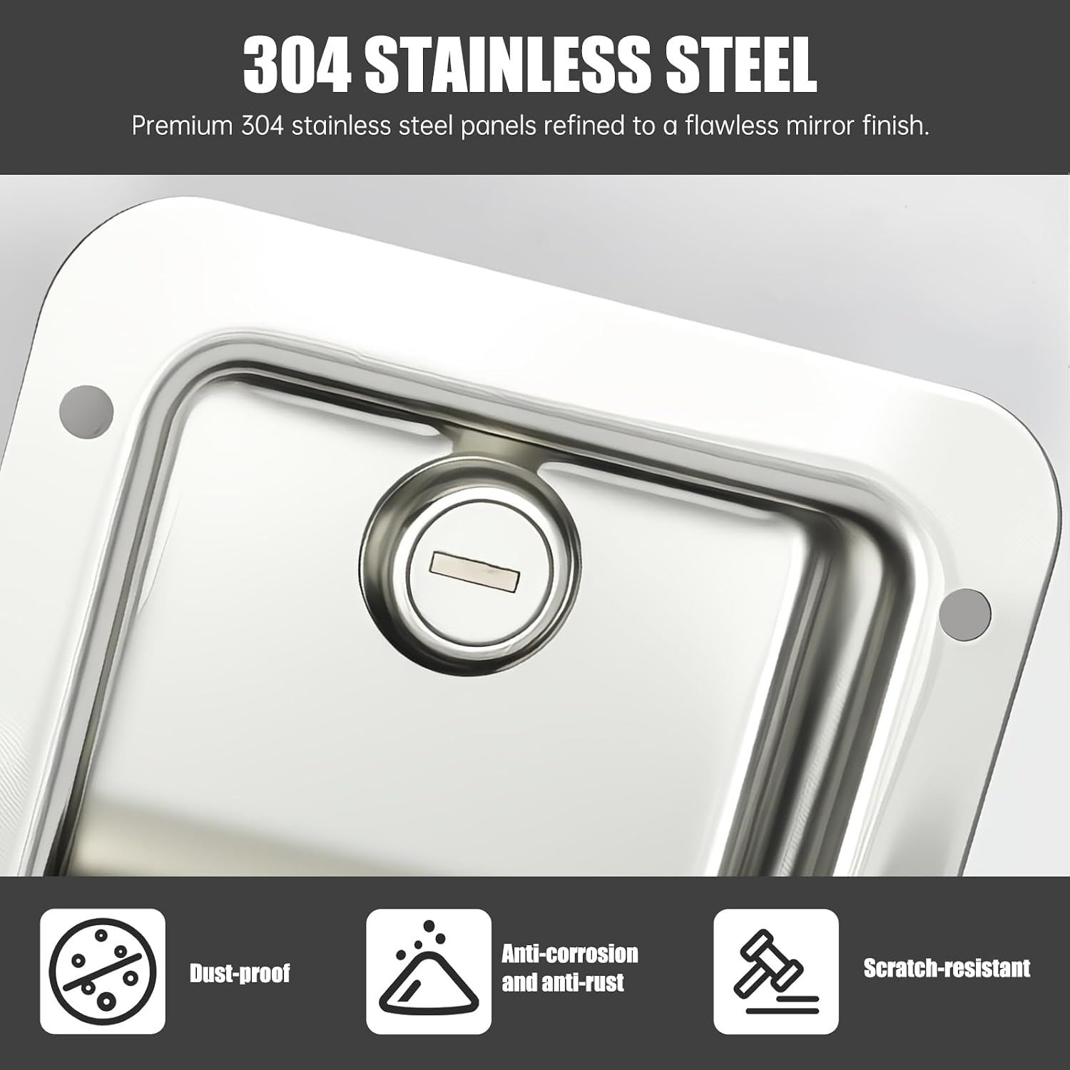 2 Pack Stainless Steel Toolbox Latch Locks with Keys – 5.5" x 4.25" Flush Mount Paddle Handle for Truck Tool Box, RV Door Lock Replacement, Weatherproof T-Handle Lock for Trailer, Camper, UTV (Black)