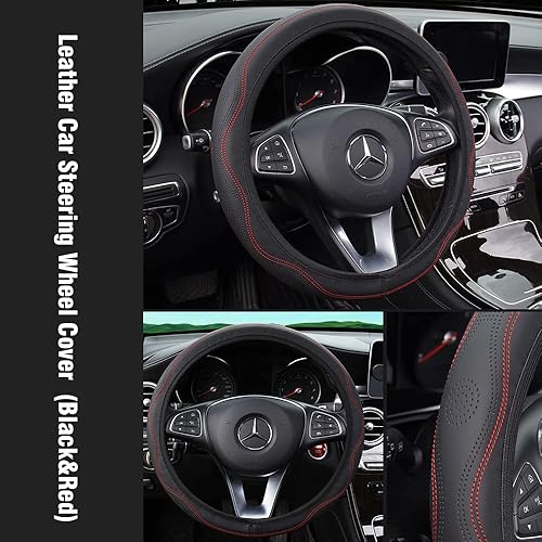 Funda de cuero para volante de automóvil, protector elástico universal de 15 pulgadas, funda antideslizante para volante de automóvil, accesorios