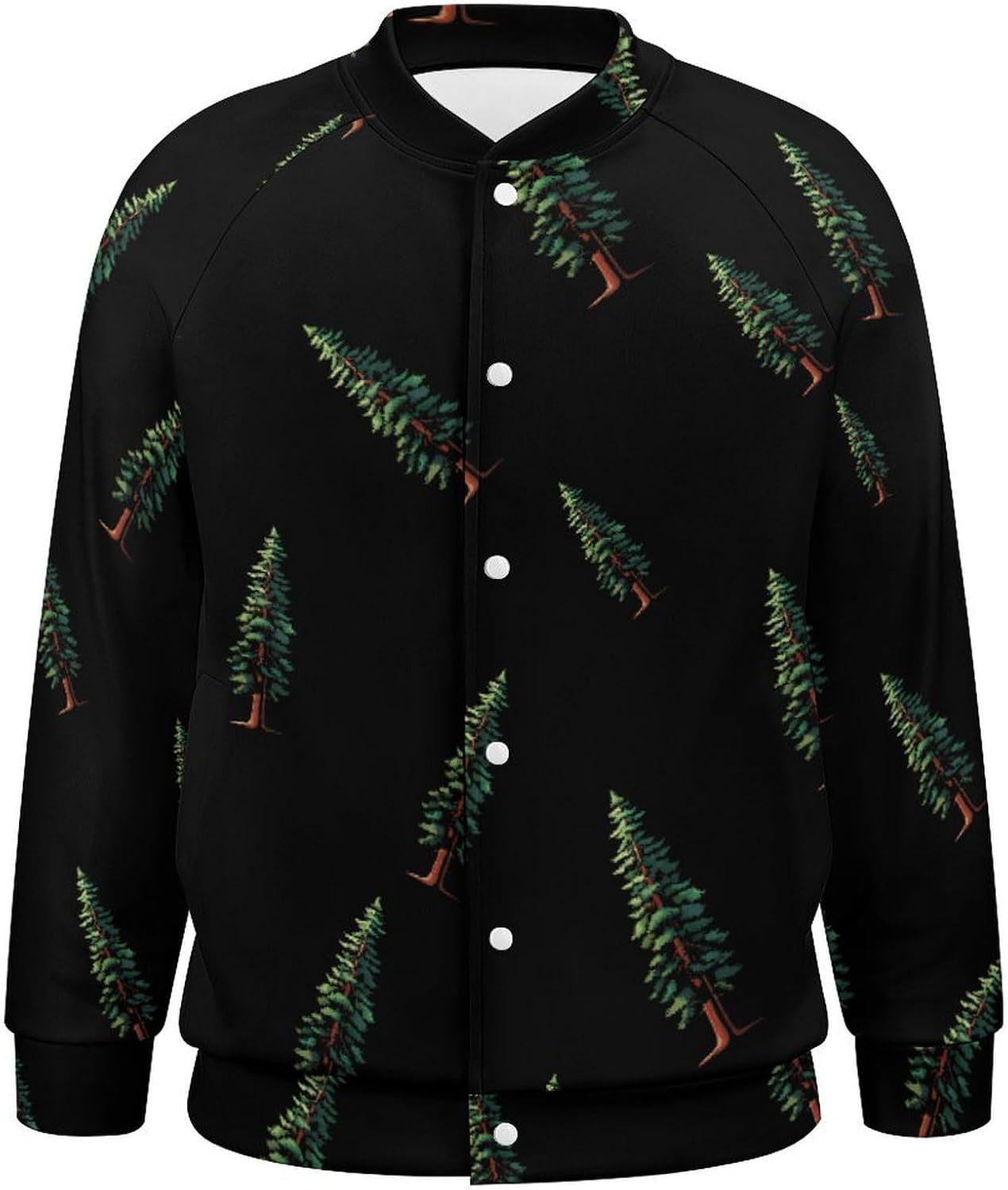 Redwood Tree Novelty Men's Baseball Jackets Causal Sweatshirt Button Top Long Sleeve Coat