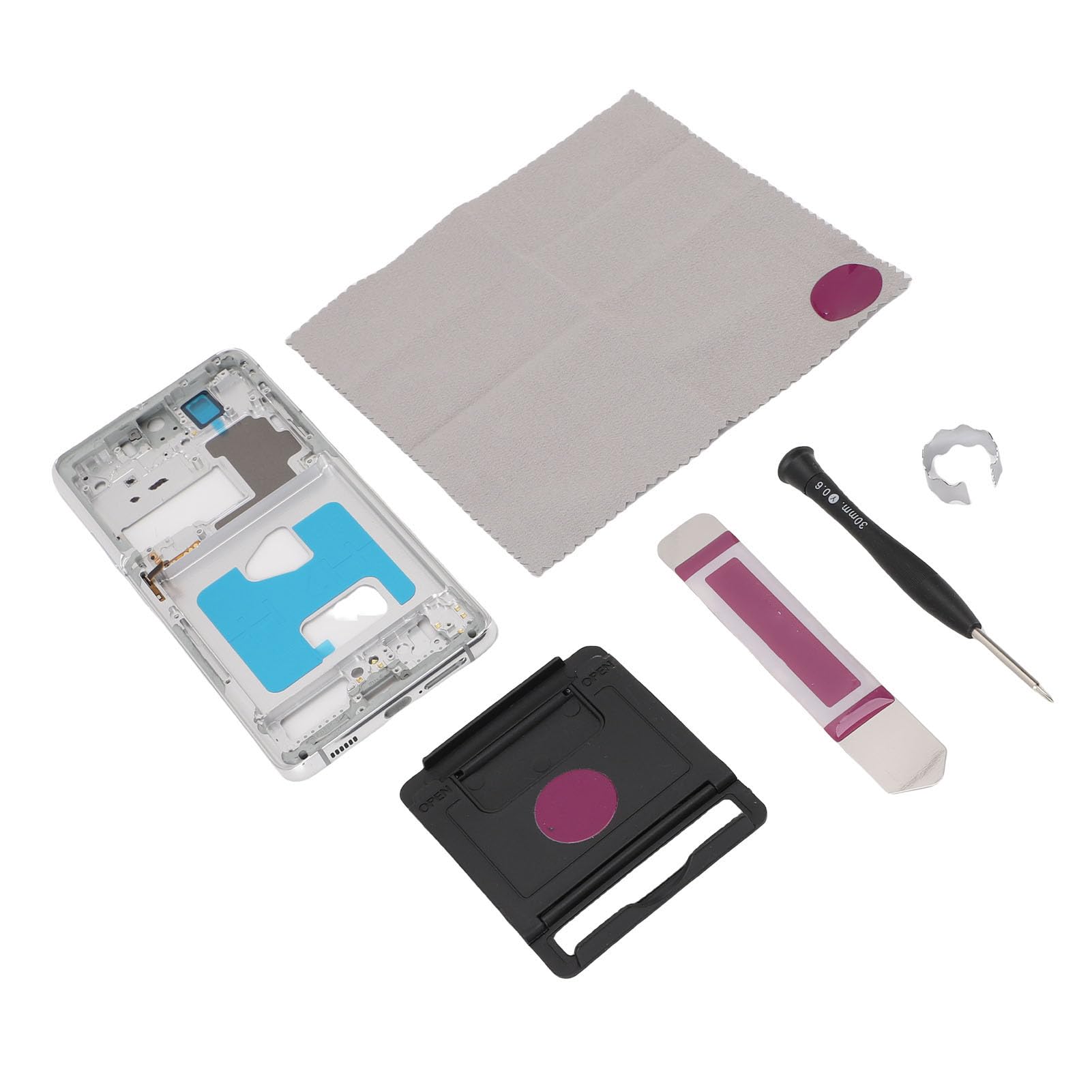 Jectse Piatta di Cornice del Telaio Centrale del Telefono, Fit Precise Telefono Accessorio Centro Centrale Anello LCD con Toolkit per Ultra 5G (Silver)