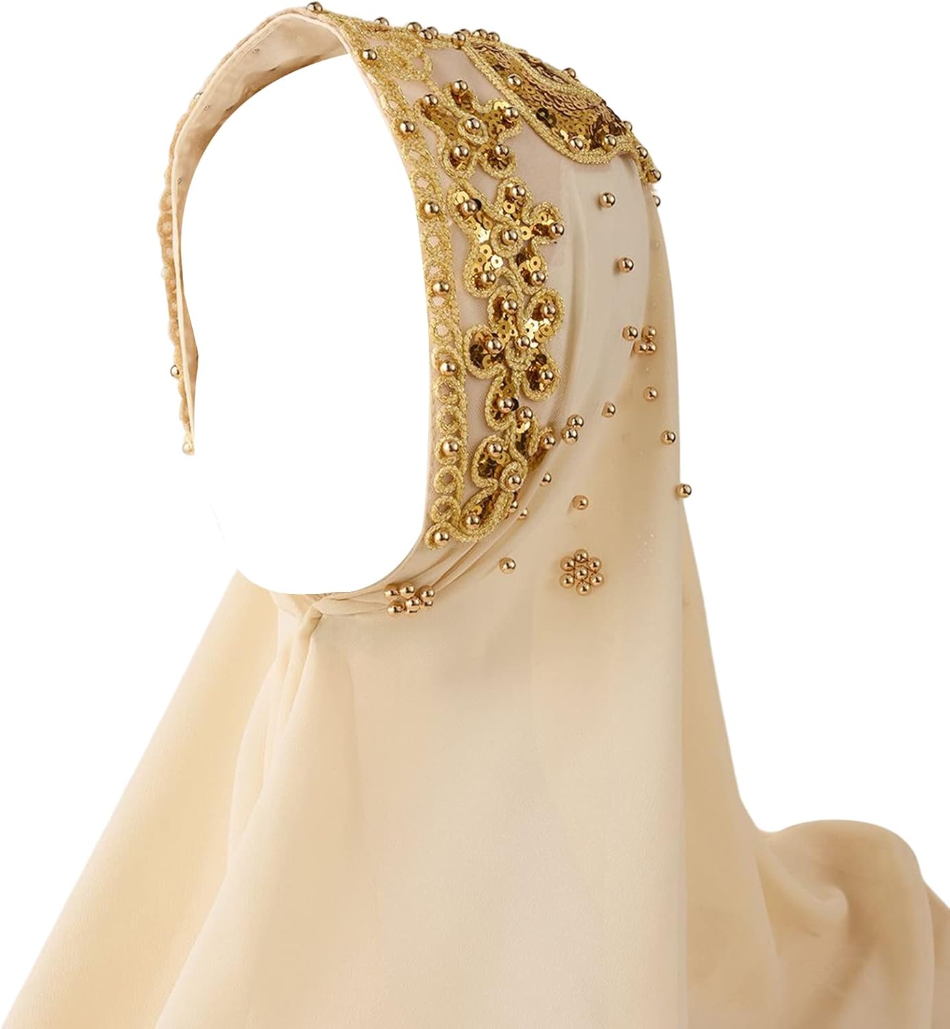 Chiffon Hijab Muslim Women Solid Color Jersey Hijab With Glitters Beads Soft Head Scarf Long Scarf Shawl Khimar