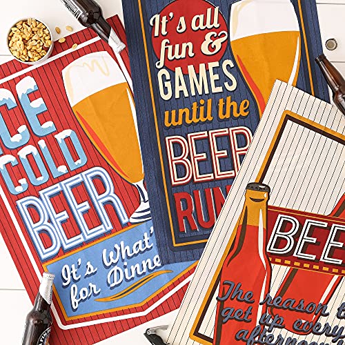 Dii Assorted Print Dishtowel Set, 18X28", Retro Beer, 3 Count #TOP3