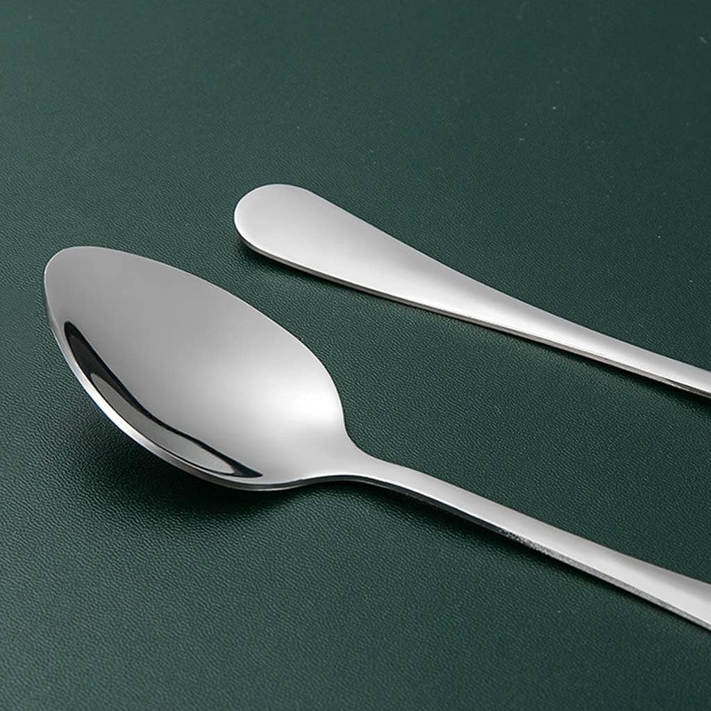 SONGCHAO Kitchen Spoons Cake Dessert Spoon Teaspoon Thickened Long Handle Soup Spoon Stainless Steel Mixing Spoon Dinner Spoons
