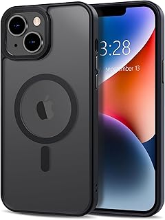 Anuck Case for iPhone 14 Case Magnetic Phone Case Compatible with MagSafe, Soft TPU Bumper Hard Translucent Matte Back Slim Fit Shockproof Protective Cover for Men Women Girls - Black