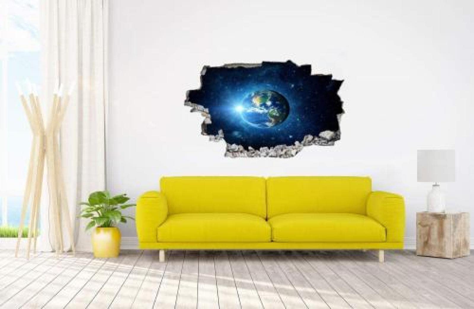 Gougeltd Etiqueta De La Pared 3D Estrellas de vista espacial de la tierra Tatuajes De Pared Pegatinas Murales De Vinilo Decoración De La Habitación De Los Niños 75X116cm