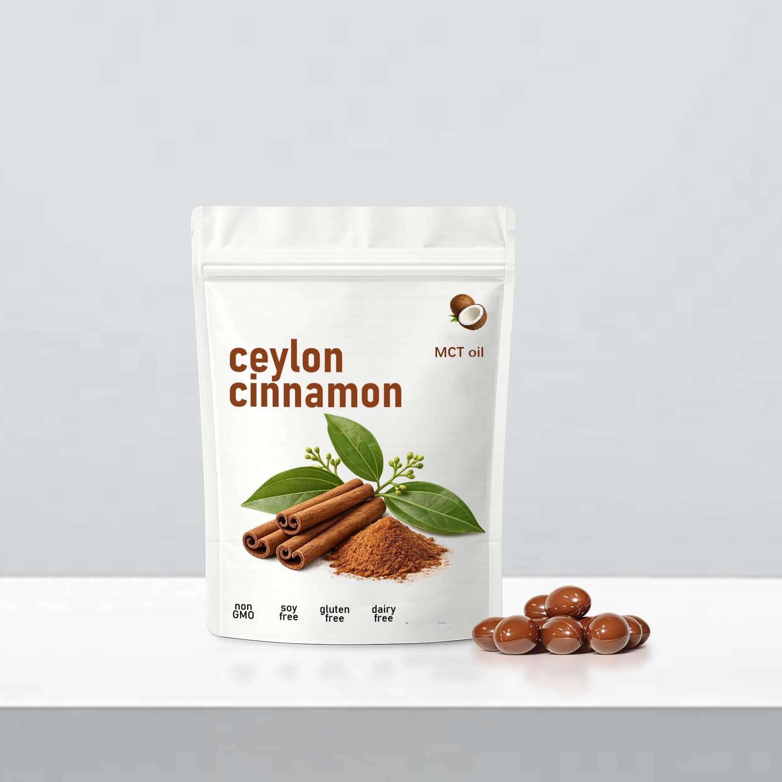 Ceylon-Zimt mit MCT-Öl – echter Ceylon-Zimt, Energie, Stoffwechselunterstützung – gentechnikfrei, glutenfrei,1Pcs