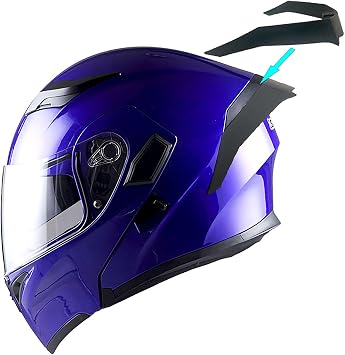 1Storm Motorcycle Modular Full Face Helmet Flip up Dual Visor Sun Shield HB89 Glossy Blue