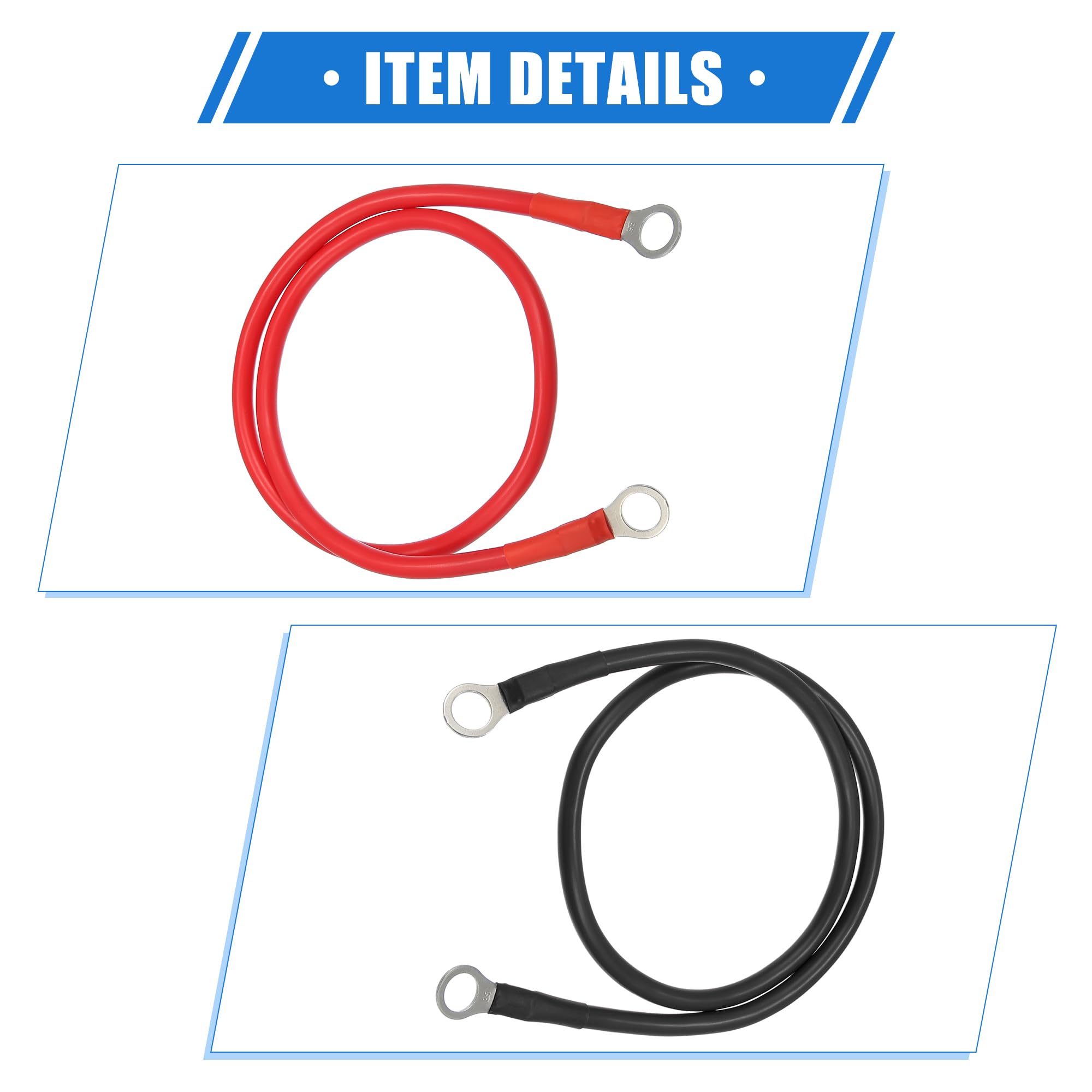 Cavi Batteria ABSOPRO Inverter 8 AWG 20 Pollici - Coppia Nero/Rosso Per Auto Camper Barche Alimentazione Elettrica