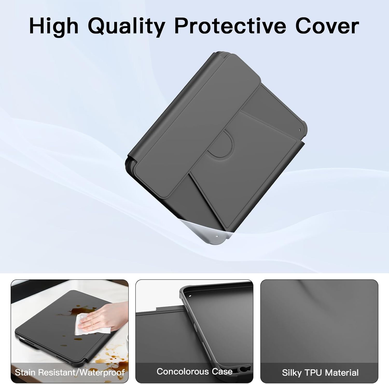 for iPad 11th(A16, 2025)/10th Generation Case with Keyboard, 360° Rotatable Case & Detachable Backlit Keyboard, Precision Cutouts and Pen Holder for iPad A16 11''/10th 10.9'', Black