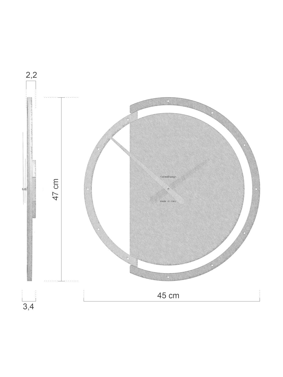 CalleaDesign 45 cm Wanduhr Zaki schwarz