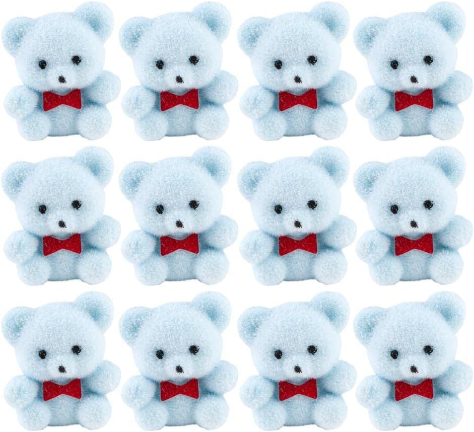 Factory Direct Craft Package of 24 Flocked Miniature Teddy Bears -Tiny Bear Shaped Figurines (Size: 1 inch)