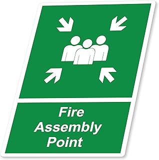 RDLCAR Fire Assembly Point Sign, Outdoor Safety Fire Evacuation Sign, Fire Safety Signs, Health & Safety Signs, Emergency Safety Labels, Fire Assembly Sign, 400mm x 300mm, 1-Pack