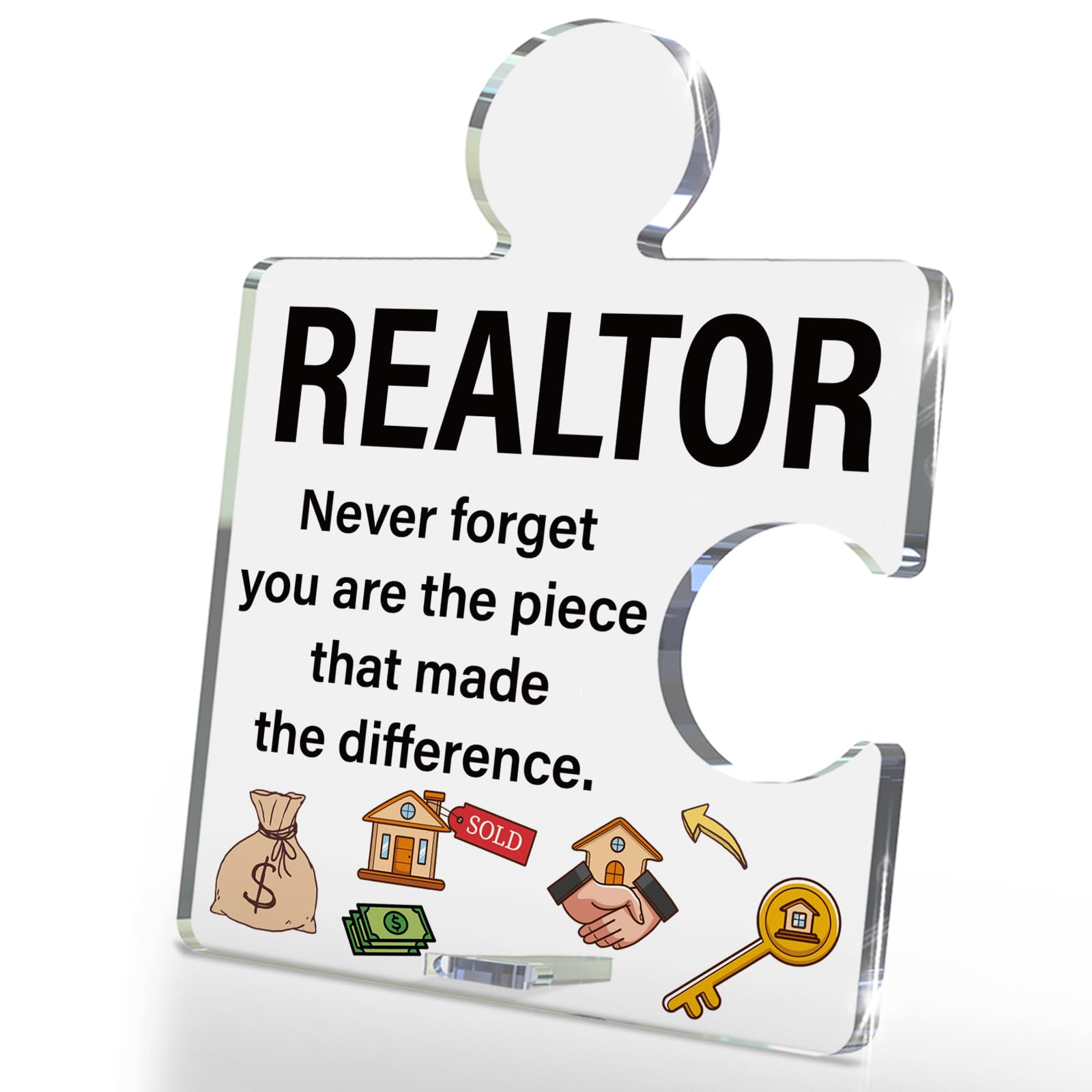 Realtor Gifts for Women Men, Thank You Appreciation Gifts for Real Estate Agents, Motivational Realtors Acrylic Puzzle Plaque Sign Office Decor