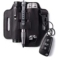 Vista 10 de Gentlestache - Funda de cuero para Leatherman, funda multiherramienta, EDC, organizador de bolsillo con llavero para cinturón y funda para linterna