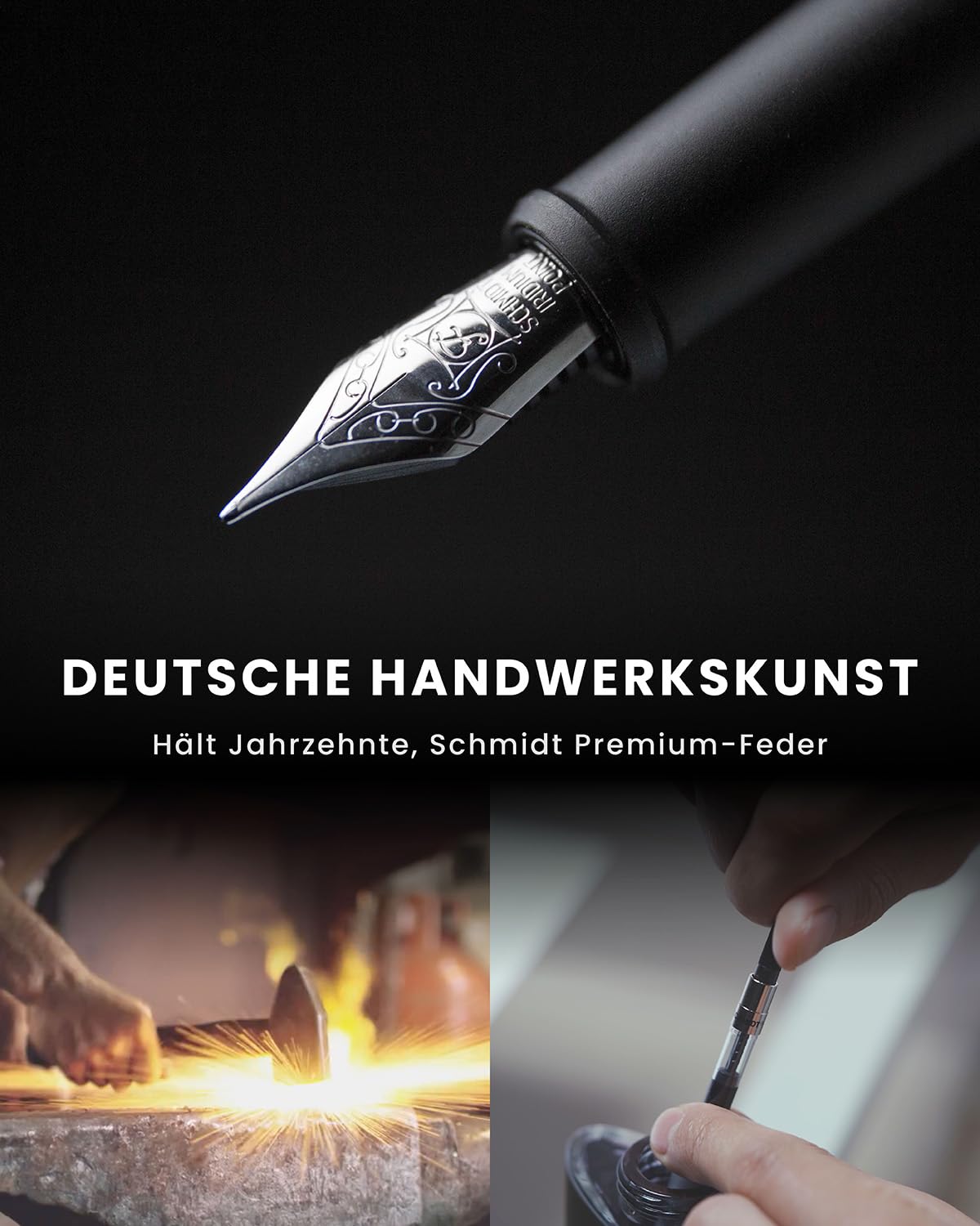 novium Hoverpen Future - Schwebende Füllfeder & Rollerball, Deep Black | Modularer Stift (2-in-1) mit magnetischer Schwebetechnik, Raumfahrt-Design, Schmidt-Nachfüllminen, Premium-Geschenkidee