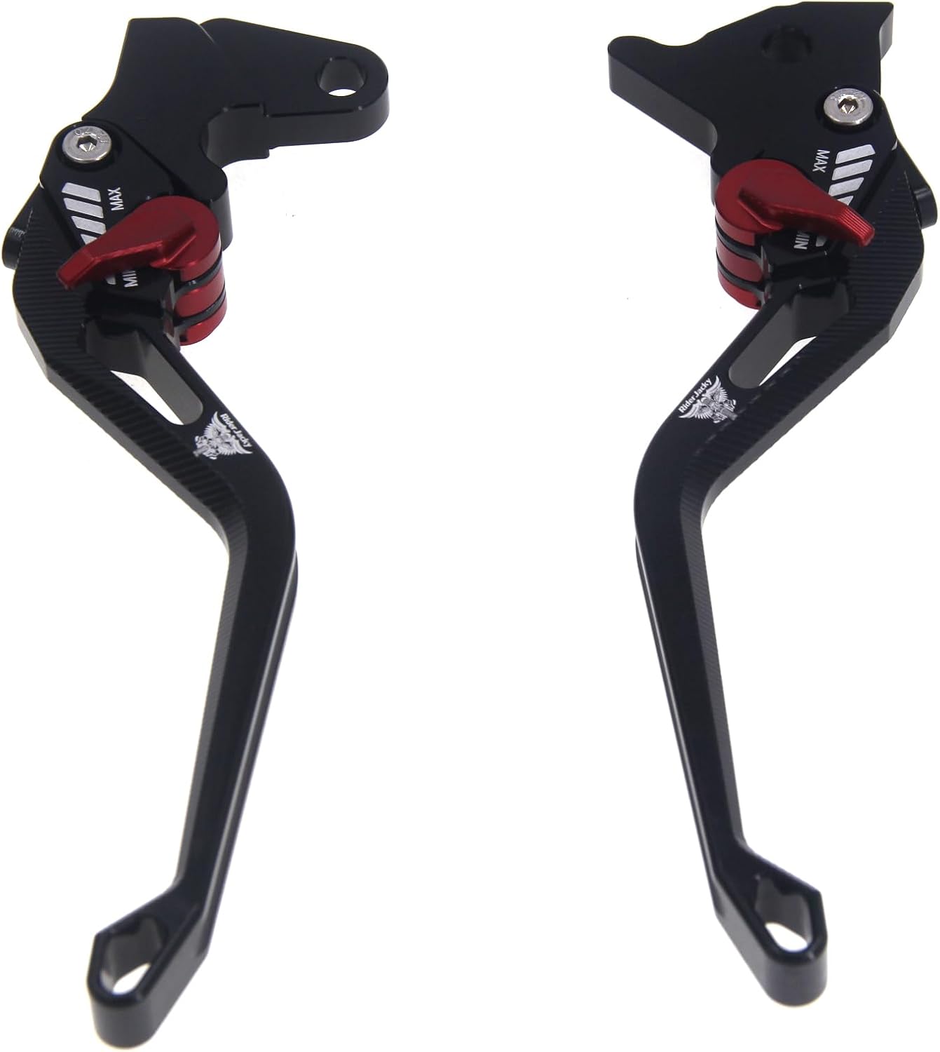 Long 5D Rhombus Hollow CNC Billet Adjustable Motorcycle Brake Clutch Levers Compatible with Yamaha YFM700 Raptor 700R 2000 2001 2002 2003 2004 2005 2006 (Black with Red Adjuster)