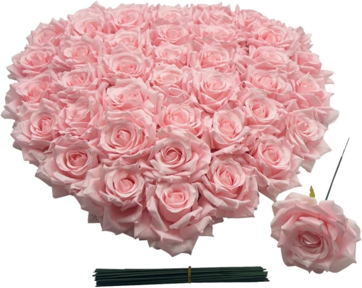 Fake Flower Heads for Craft,3.8" Pink Rose Heads Artificial Flowers,36 Pcs Silk Rose Wedding Decoration Party Home Decor,DIY Crafts (Light Pink, 3.8)