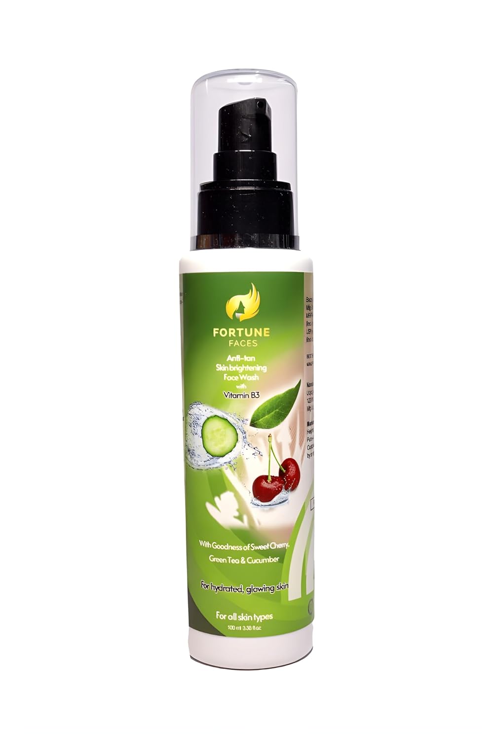 Hydrating Anti-tan Skin Brightening Face Wash | With Sweet Cherry, Green Tea & Cucumber | Gentle Cleansing With Natural Glow | All Skin Types | Women and Men | 100ml