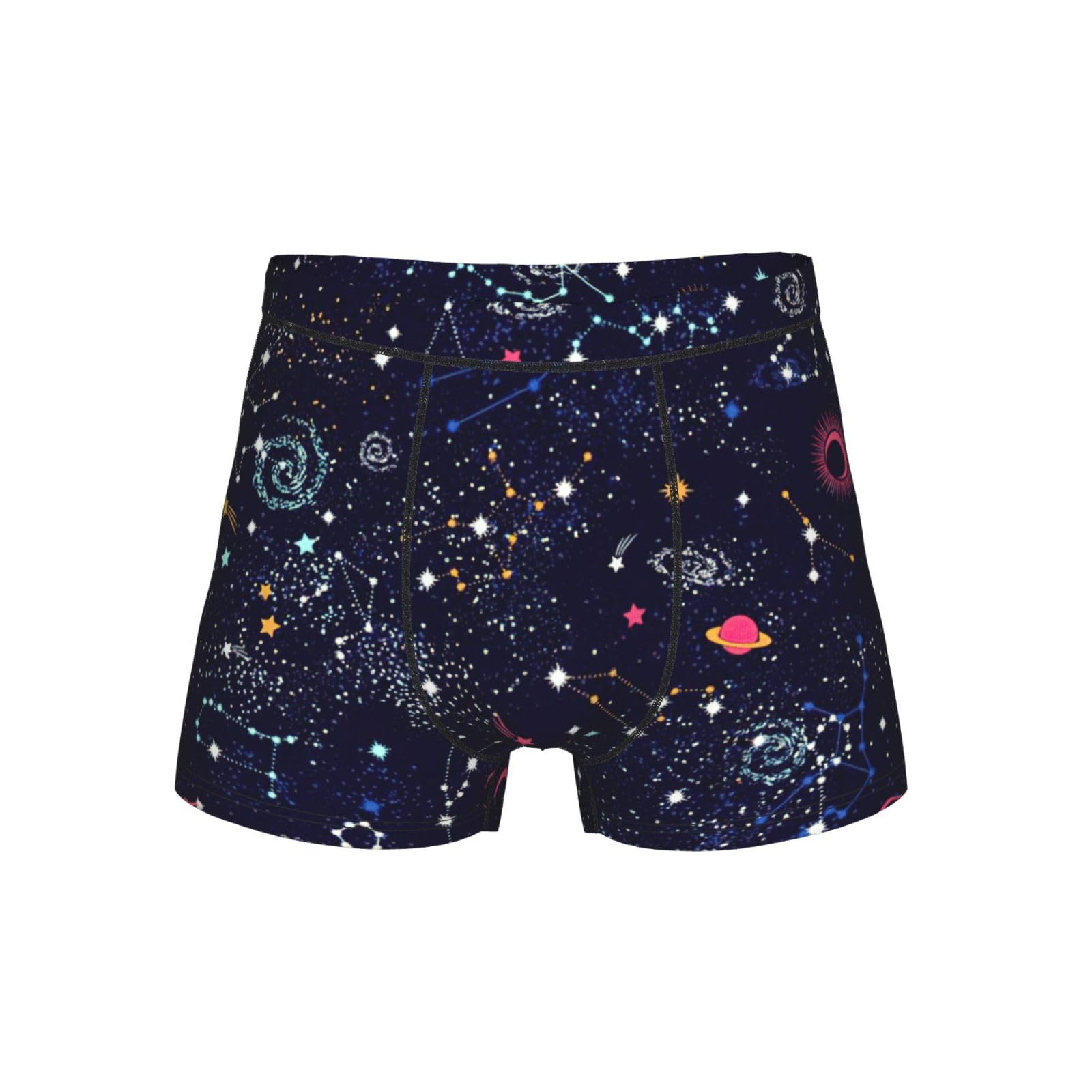 Duwaa Men's Black Star Constellation Map Print Boxer Shorts Soft Underwear Briefs Elastic Support Underpants Breathable Underwear Trunks