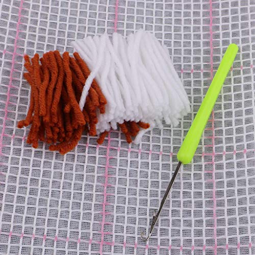Image of clubevy Latch Hook Kits DIY Cushion Cross Stitch Kits Embroidery for Adults Beginner DIY Needlework Rectangle Floor Desk Mat Home Decoration, Wolf