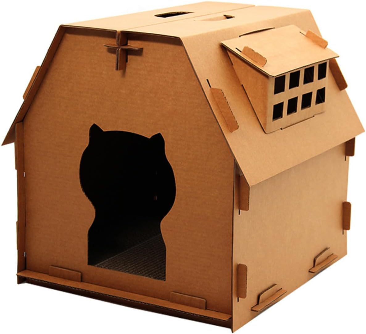 Garneck Sturdy Cardboard Cat House Hard Corrugated Scratch Board DIY Assembly and Private Lounge for Indoor Kittens