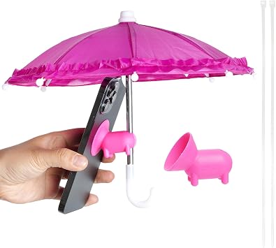 Rose Red Phone Umbrella for Sun, Universal Cell Phone Umbrella Piggy Suction Cup Phone Stand, Cover Sun Shield, Adjustable, Outdoor Cell Phone Sunshade Holder