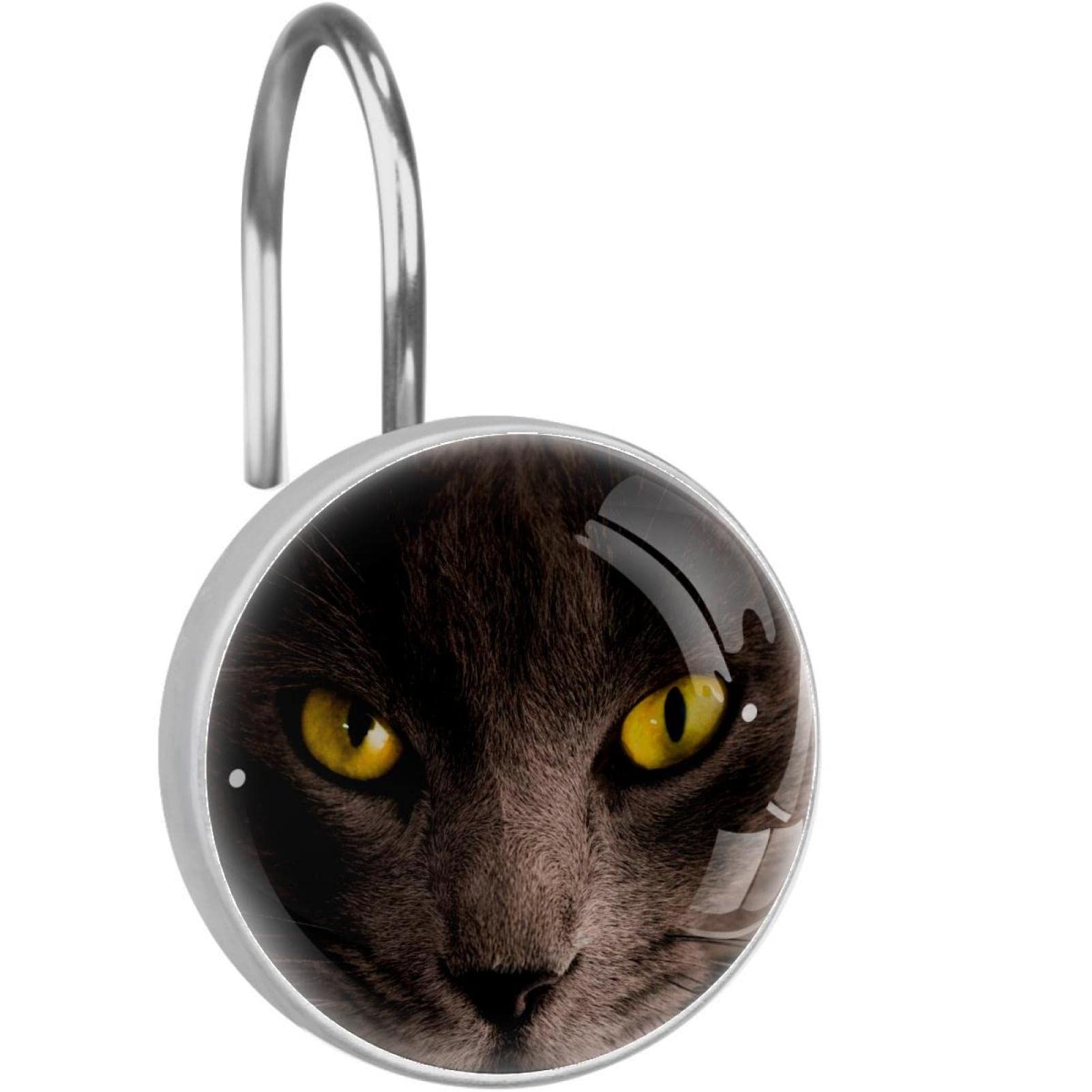 Anneaux de douche antirouille pour rideau et tringle avec motifs chats durables