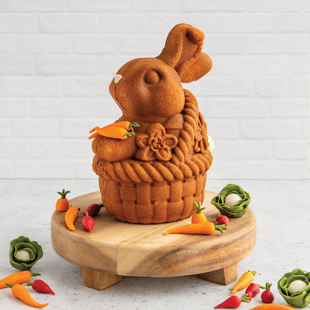 Nordic Ware Królik w koszu forma do ciasta 3D, 10 filiżanek, toffi