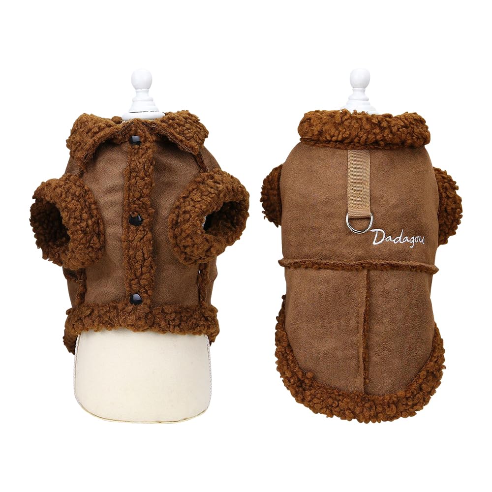 Waterproof Dog Winter Coat - Fleece Padded Jacket With D Ring for Medium Large Dogs Outdoor (M, Brown) — image 1