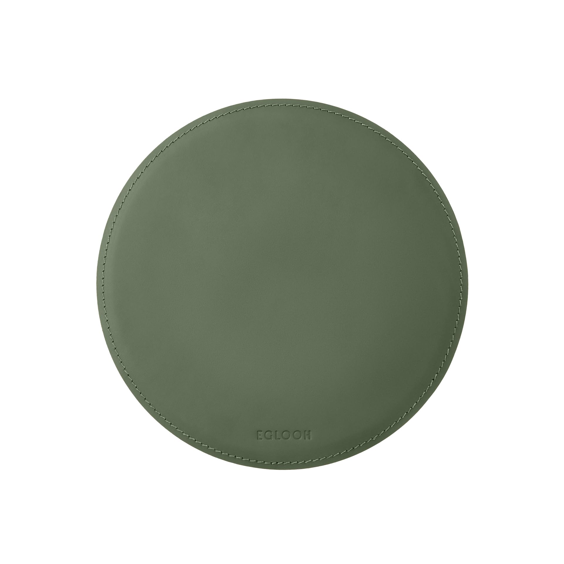 eglooh - Atlante - okrągła podkładka pod mysz z zielonej skóry - cm 23 x 23 cm - Podkładka pod mysz na biurko i biuro z ręcznie wykonanymi szwami i antypoślizgowym spodem - Wyprodukowano we Włoszech