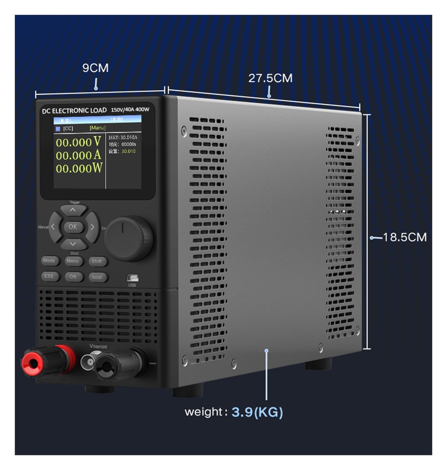 Testeur de charge électronique CC, 500 V, 15 A, 400 W, RS232, capacité batterie, résistance interne Mesure de résistance(8510D)