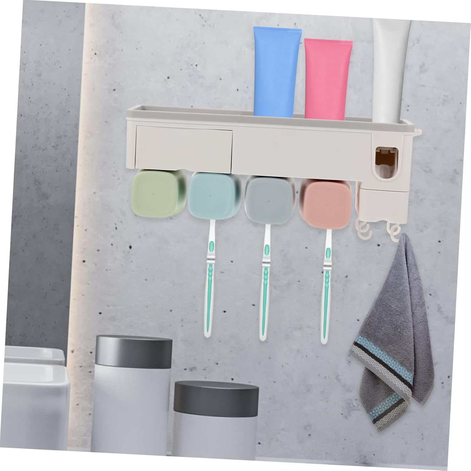 Ciieeo 1set Wall-Mounted Toothbrush Holder Automatic Toothpaste Dispenser Non-Punching Bathroom Rack for Easy Installation and Wall Storage Elegant Design for Hotels and Home Use