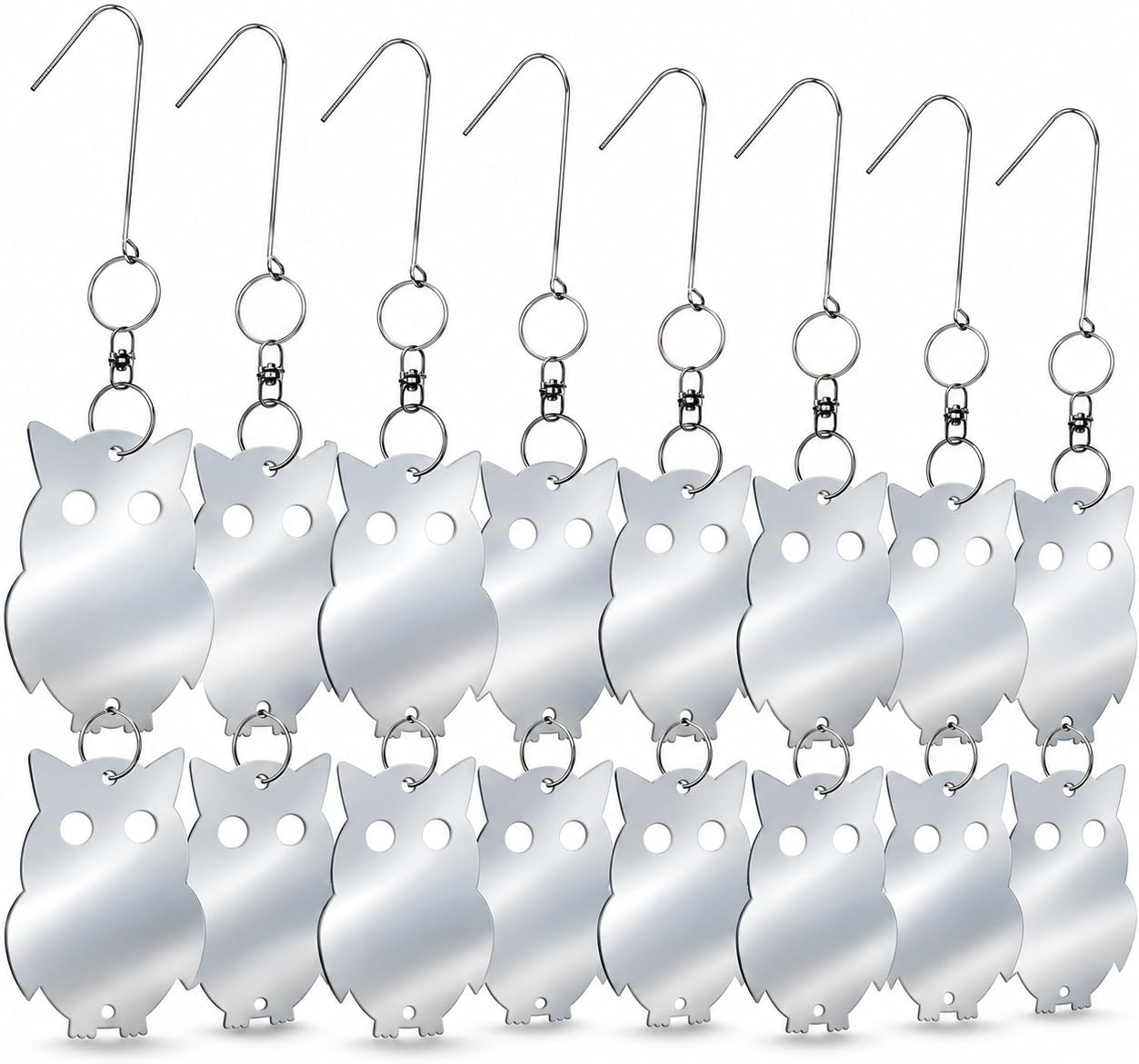 De-Bird Reflective Bird Repellent Scare Owl - Attractive Decoy Will Keep Woodpecker & Other Birds Away from Property - 8 Pack