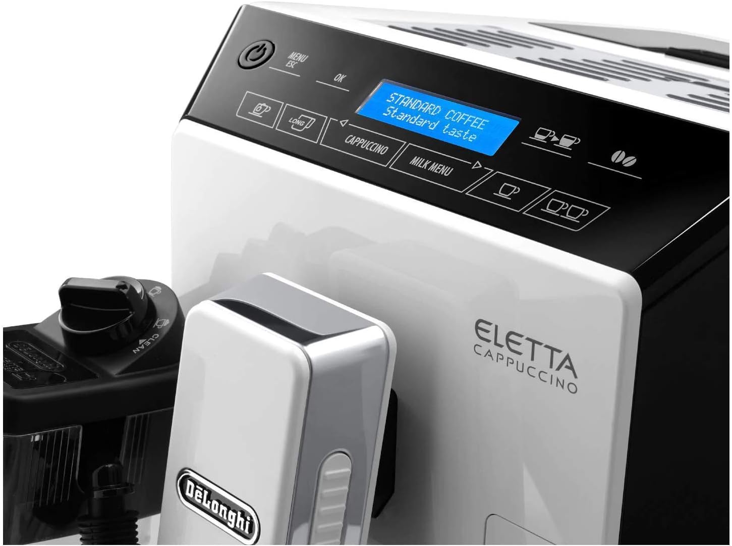 DeLonghi Eletta Fully Automatic Espresso, Cappuccino and Coffee Machine with One Touch LatteCrema System and Milk Drinks Menu (White, ECAM44660W) (Renewed)