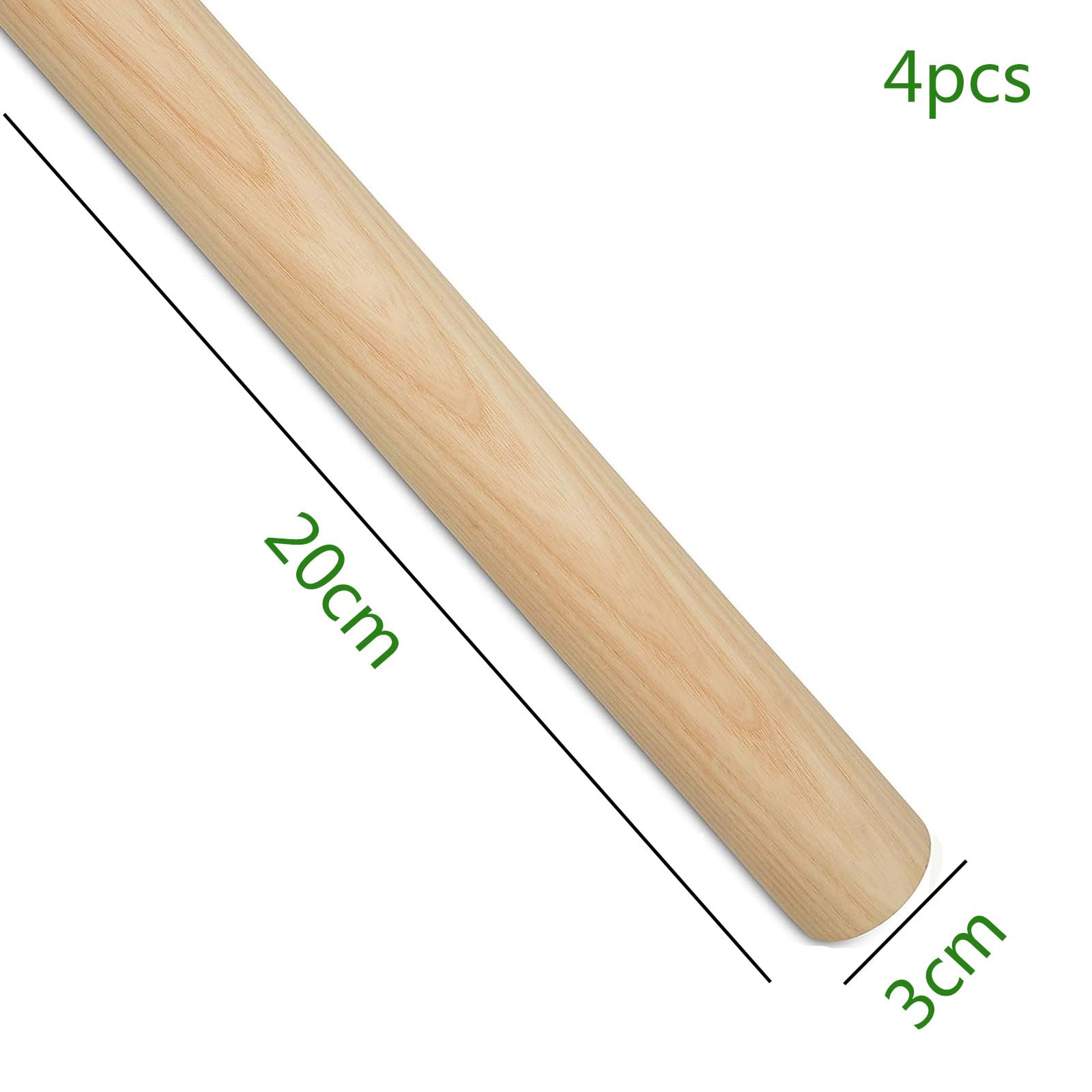 Bâtonnets en bois pour loisirs créatifs Assortiment de chevilles en bois, tiges rondes dur non fini, diamètre 3 cm, 10 à 50(20cm)