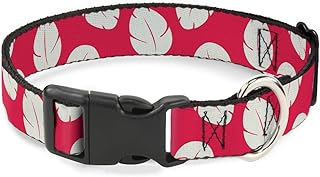 Buckle-Down Dog Collar Plastic Clip Lilo Stitch Bounding Lilo Dress Leaves Red Ivory 9 to 15 Inches 1.0 Inch Wide