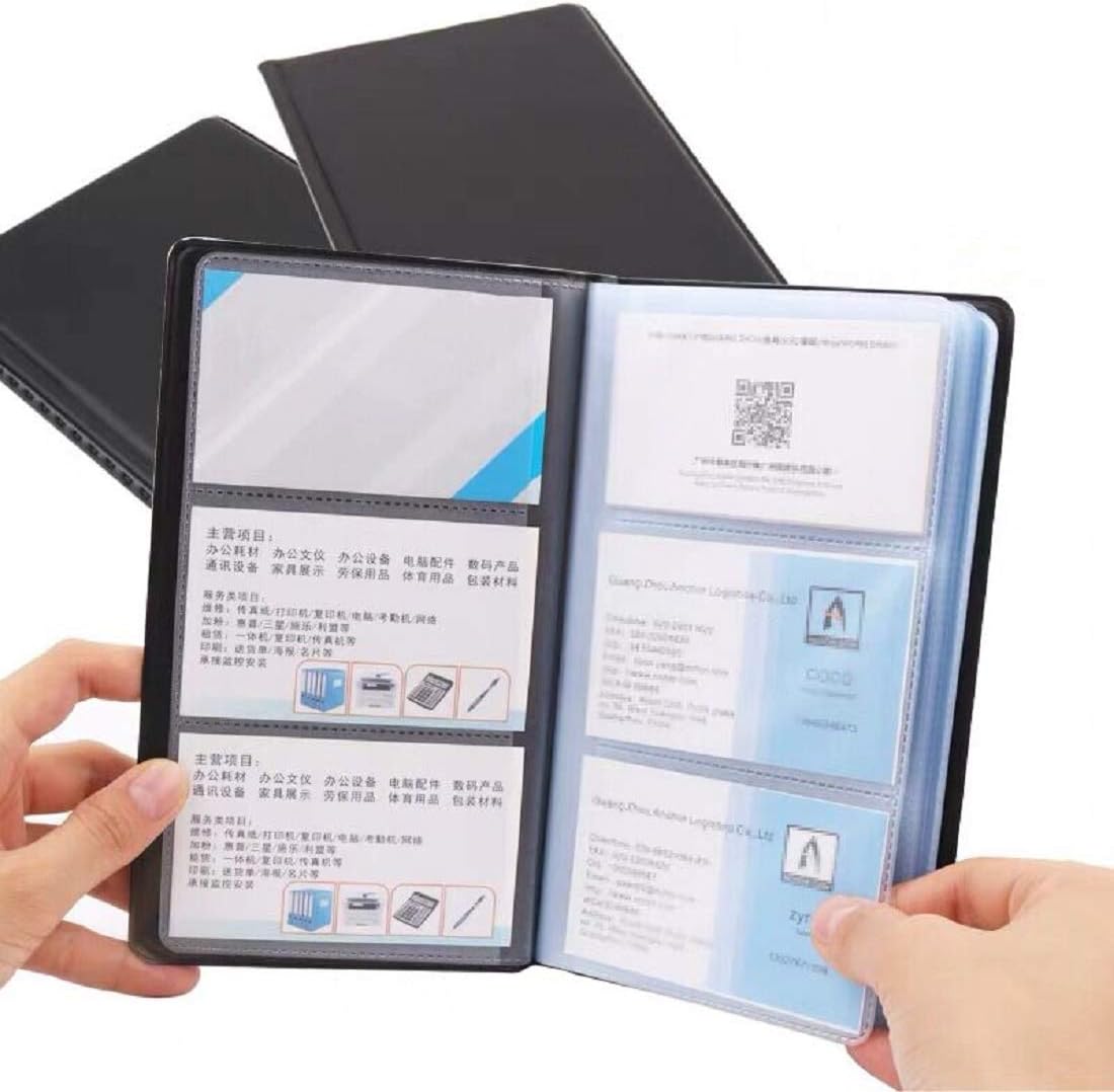 Duomi Business Card Organizer, Portable Business Card Holder Book for Men & Women, 300 Business Cards Book Credit Card Binder Professional Business Card Holders Name Card Holder File Storage, Black