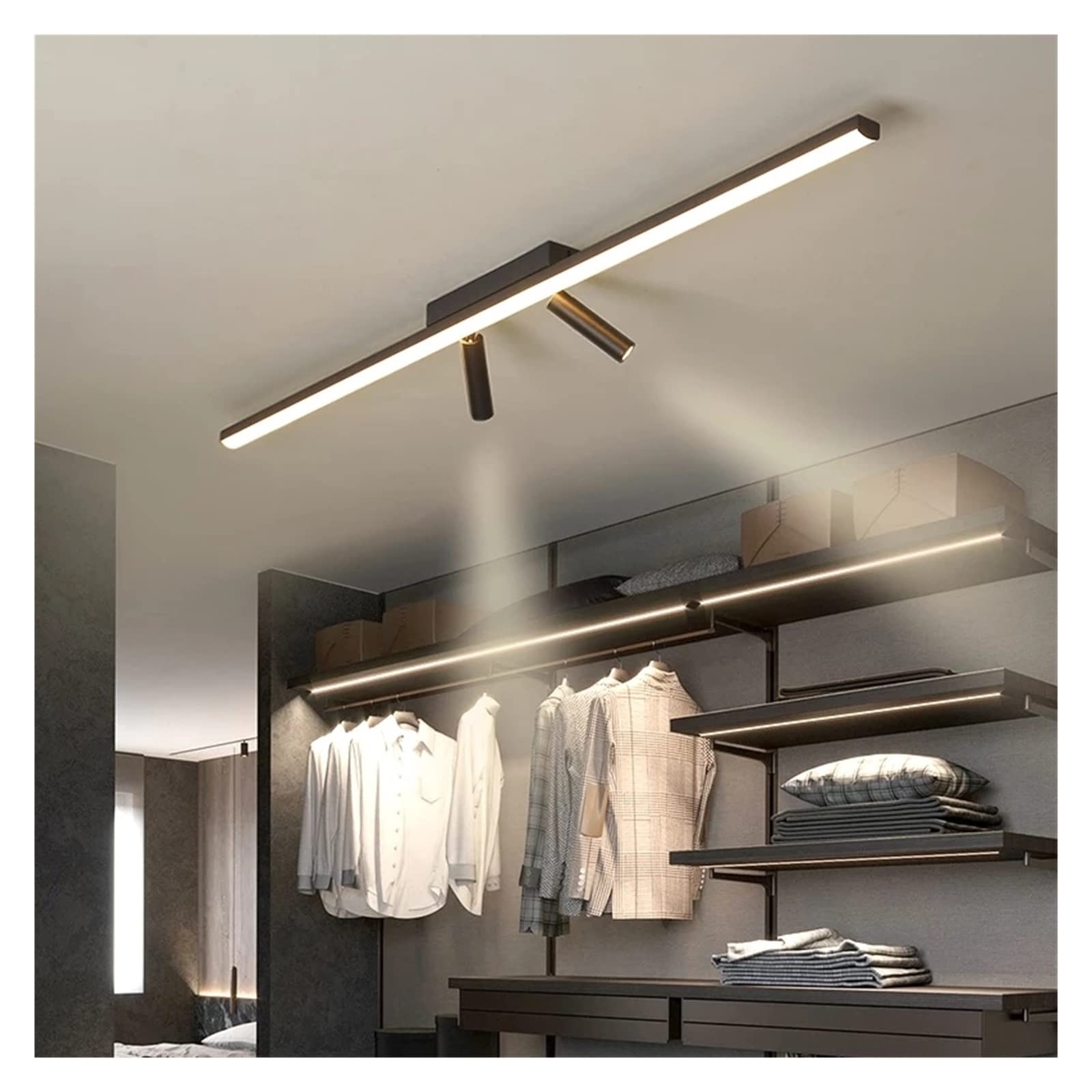 Foyer Sypialnia Gabinet Balkon Lampy Sufitowe Nowoczesna lampa sufitowa led Oświetlenie Oprawy oświetleniowe Kolor Czarny(Warm White NO RC,1200mm)
